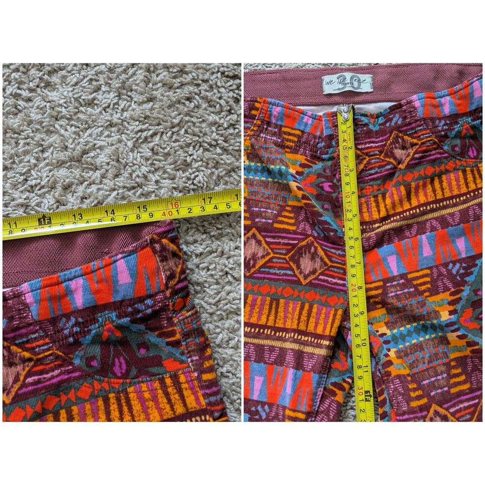 We The Free People Corduroy Flare Pants 30 Orange Tribal Western Pull On 70s - Picture 4 of 7
